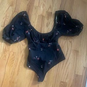 Free people black blouse leotard bodysuit